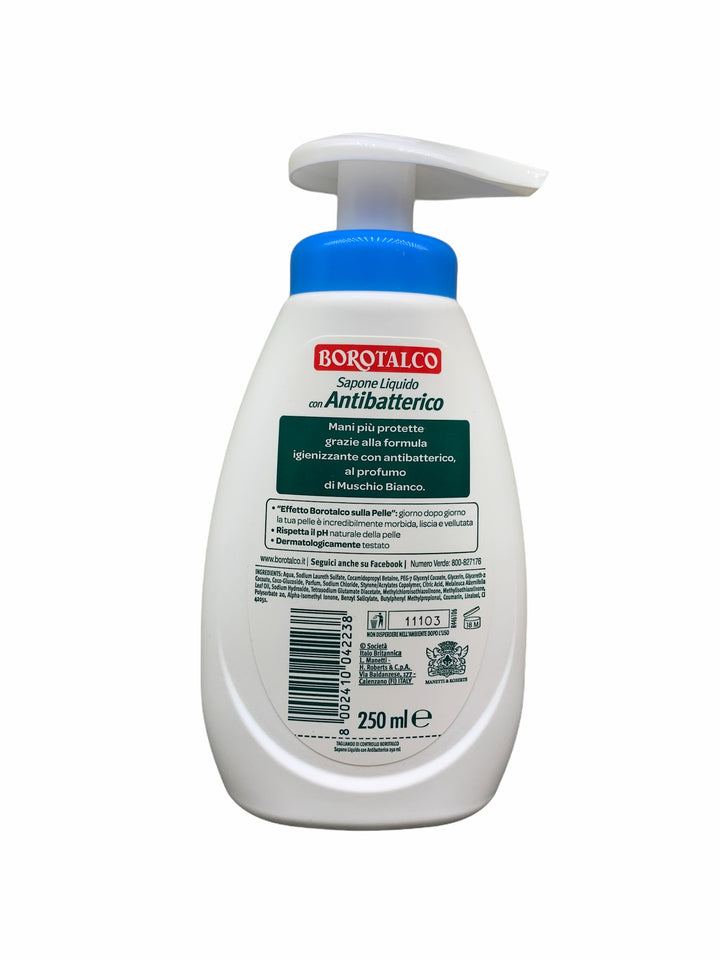 Borotalco sapone liquido dosatore anibatterico igienizzante al muschio bianco 250 ml
