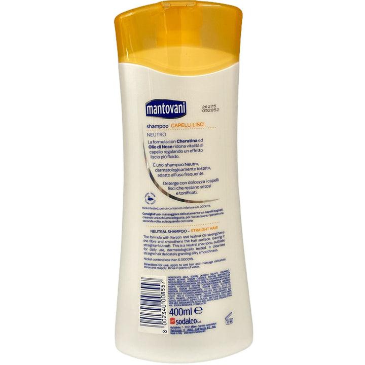 Mantovani shampoo neutro capelli lisci con cheratina e olio di noce 400 ml