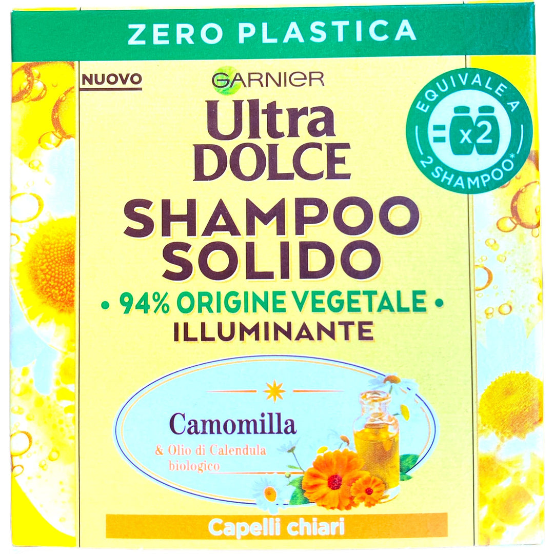 Ultra dolce shampoo solido illuminante alla camomilla e olio di calendula  biologico per capelli chiari 60 grammi