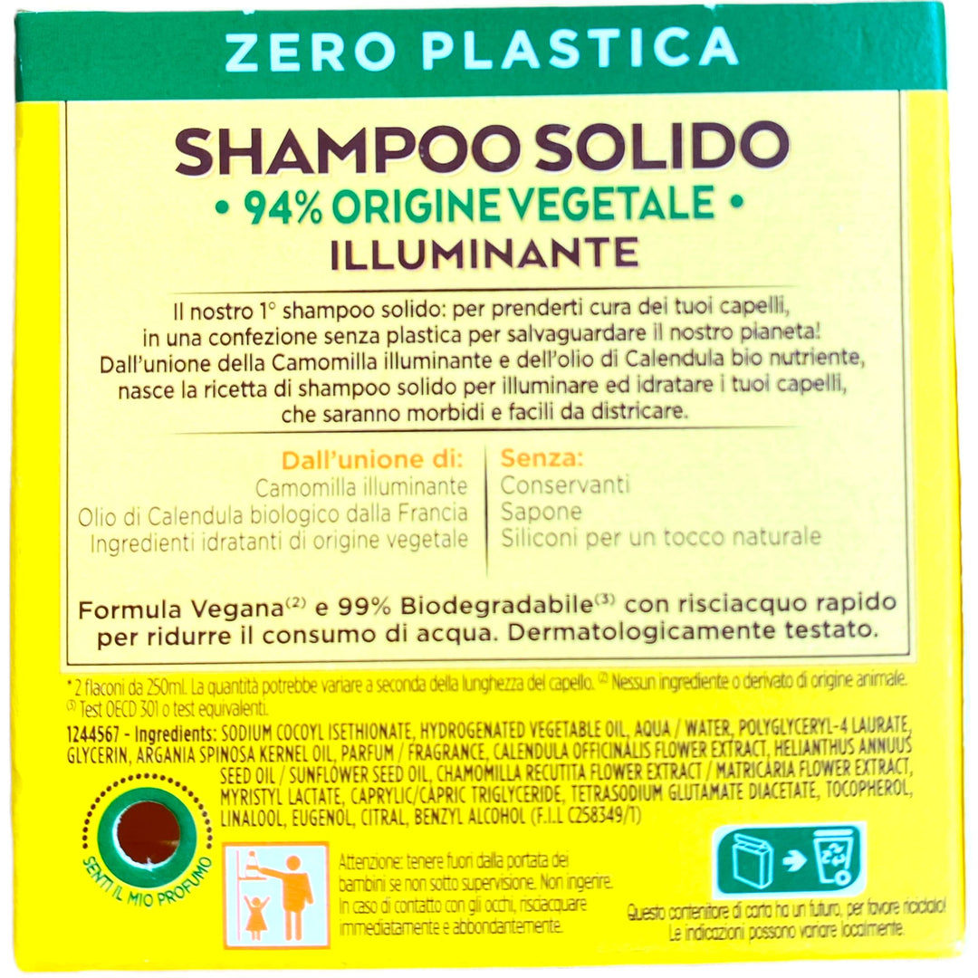 Ultra dolce shampoo solido illuminante alla camomilla e olio di calendula  biologico per capelli chiari 60 grammi