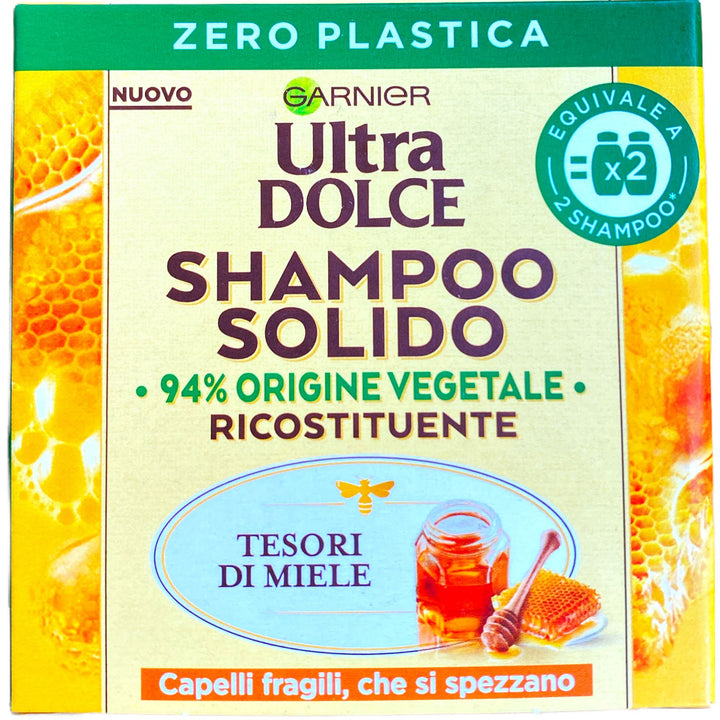 Ultra dolce shampoo solido ricostituente ai tesori di miele per capelli fragili che si spezzano 60 grammi