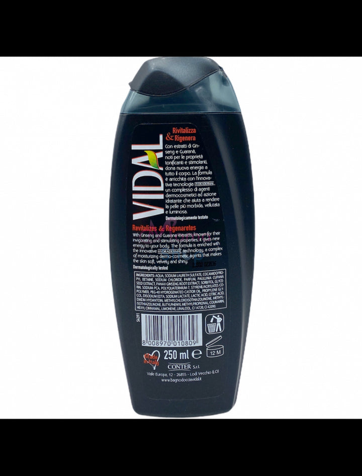 Vidal doccia shampoo energy sport ginseng e guaranà 250 ml