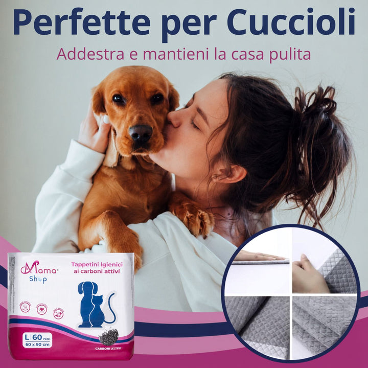 Traversine Igieniche per Cani 60x90 ai Carboni Attivi – 60 Pezzi | Mama Shop