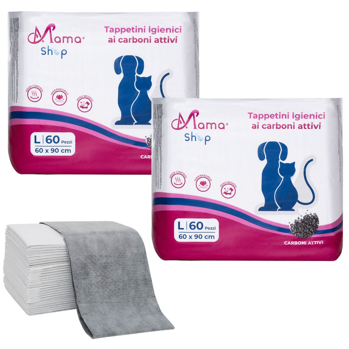 Traversine Igieniche per Cani 60x90 ai Carboni Attivi – 120 Pezzi | Mama Shop