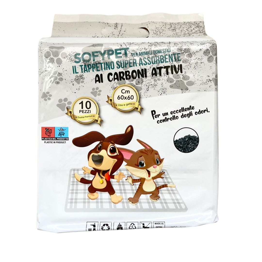 Sofypet Tappetini Igienici per Animali 60x60 cm – 10 Pezzi con Carboni Attivi per Assorbenza e Controllo degli Odori