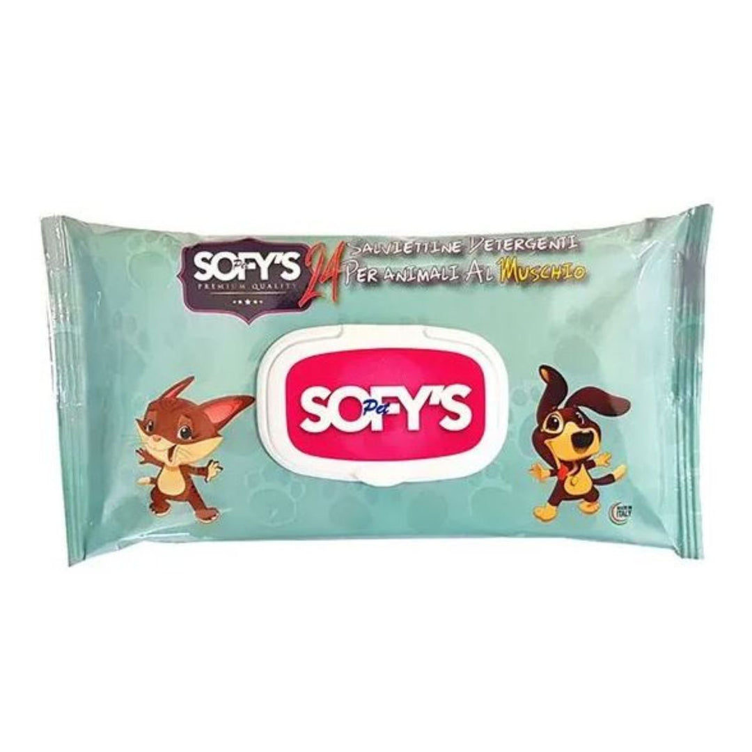 Sofy's Salviettine Detergenti per Animali al Muschio – Confezione da 24 Pezzi, Profumate e Delicate per la Pulizia di Cani e Gatti