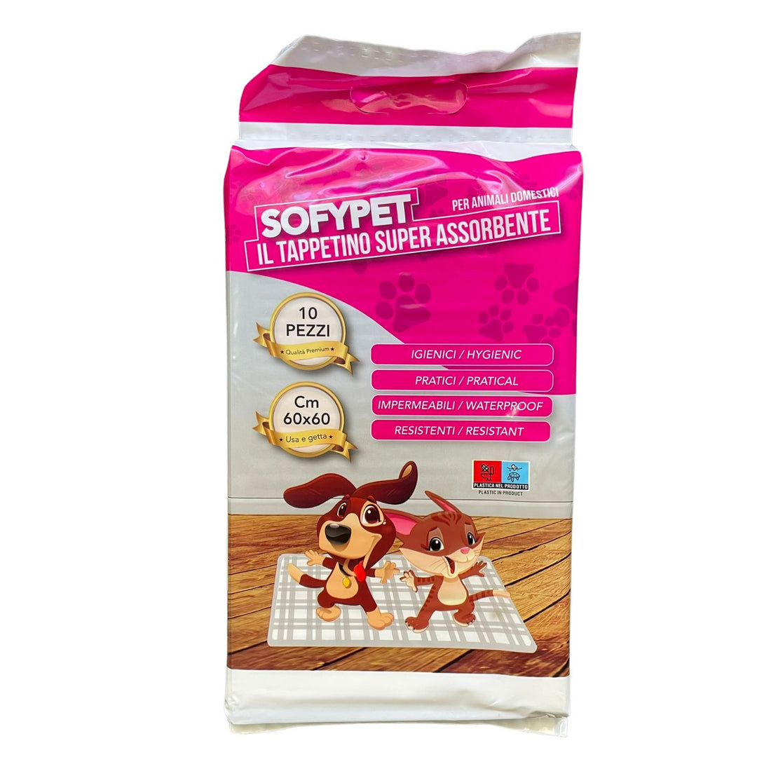 Sofypet Tappetini Igienici per Animali Domestici 60x60 cm – 10 Pezzi Super Assorbenti per Cuccioli e Cani Adulti