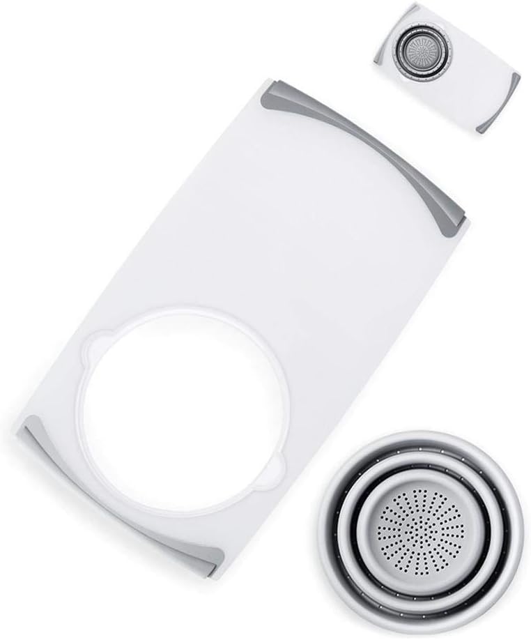 Tagliere da Cucina 2 in 1 con Colino Pieghevole Integrato – Antiscivolo, Salvaspazio, Ideale per Frutta e Verdura