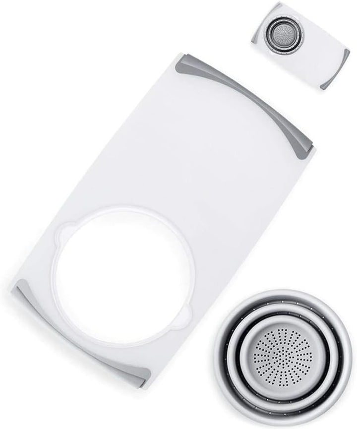 Tagliere da Cucina 2 in 1 con Colino Pieghevole Integrato – Antiscivolo, Salvaspazio, Ideale per Frutta e Verdura