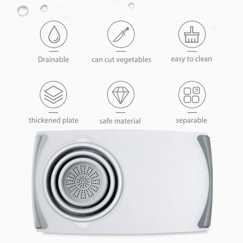 Tagliere da Cucina 2 in 1 con Colino Pieghevole Integrato – Antiscivolo, Salvaspazio, Ideale per Frutta e Verdura