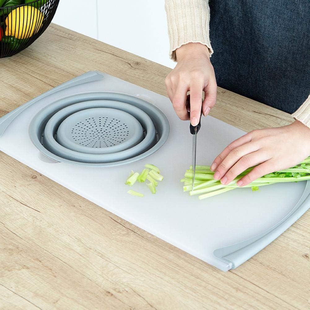 Tagliere da Cucina 2 in 1 con Colino Pieghevole Integrato – Antiscivolo, Salvaspazio, Ideale per Frutta e Verdura