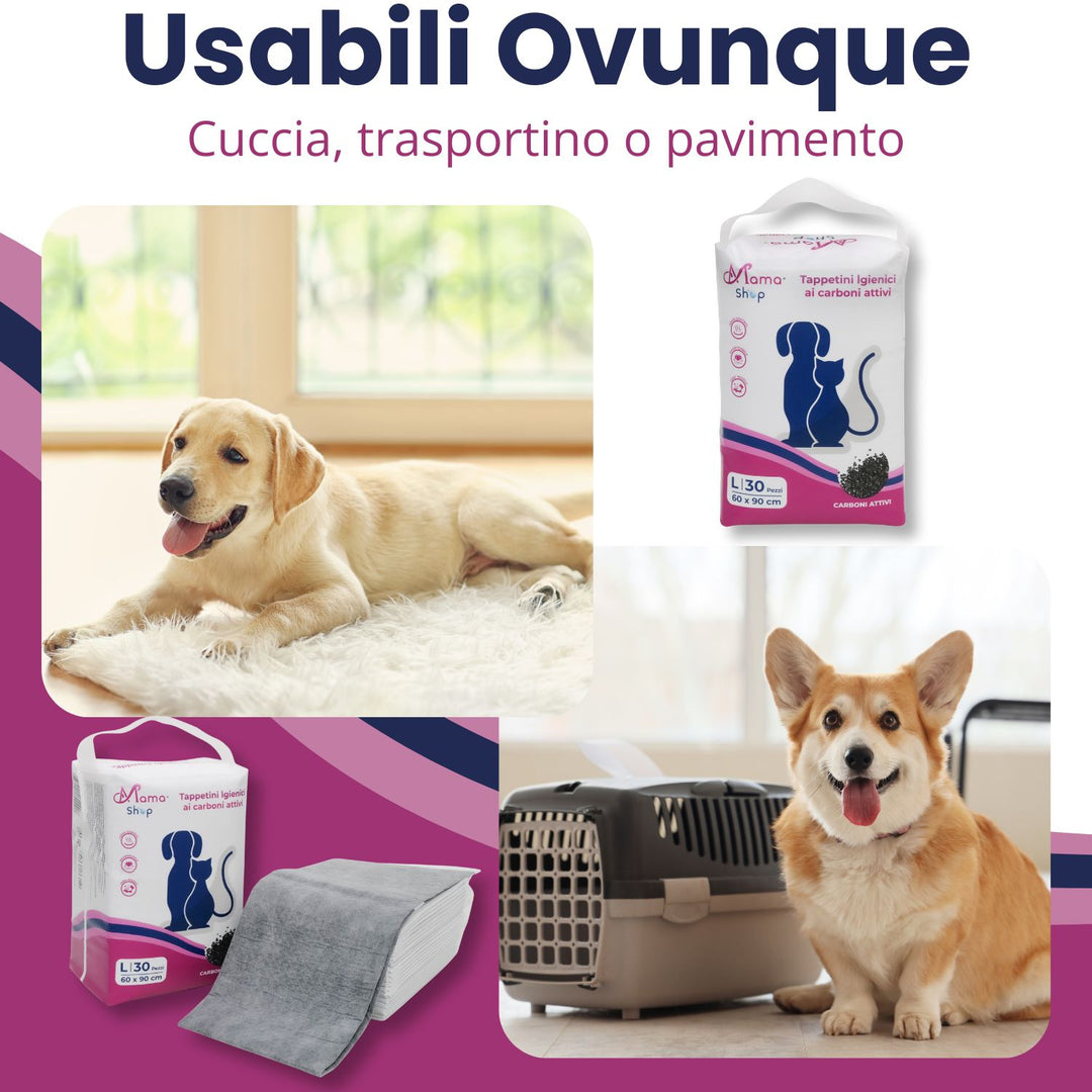 Traversine Igieniche per Cani 60x90 ai Carboni Attivi – 30 Pezzi | Mama Shop