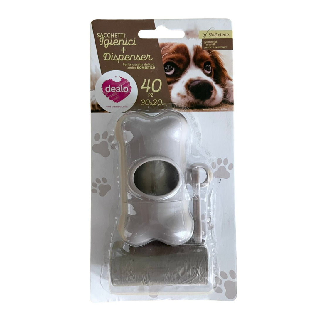 Sacchetti Igienici per Cani con Dispenser a Forma di Osso – 40 Pezzi 30x20 cm in Polietilene, Pratici e Tascabili per la Raccolta dei Bisogni