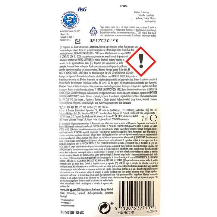 Ambipur car ricarica 70 gg profumo vaniglia 7 ml