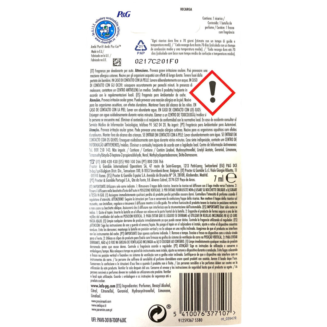 Ambipur car ricarica 70 gg profumo vaniglia 7 ml