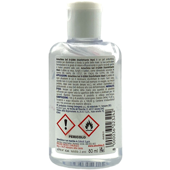 Amuchina X-Germ Gel Igienizzante Mani 80 ml – Azione Antibatterica Senza Risciacquo, Ideale Fuori Casa