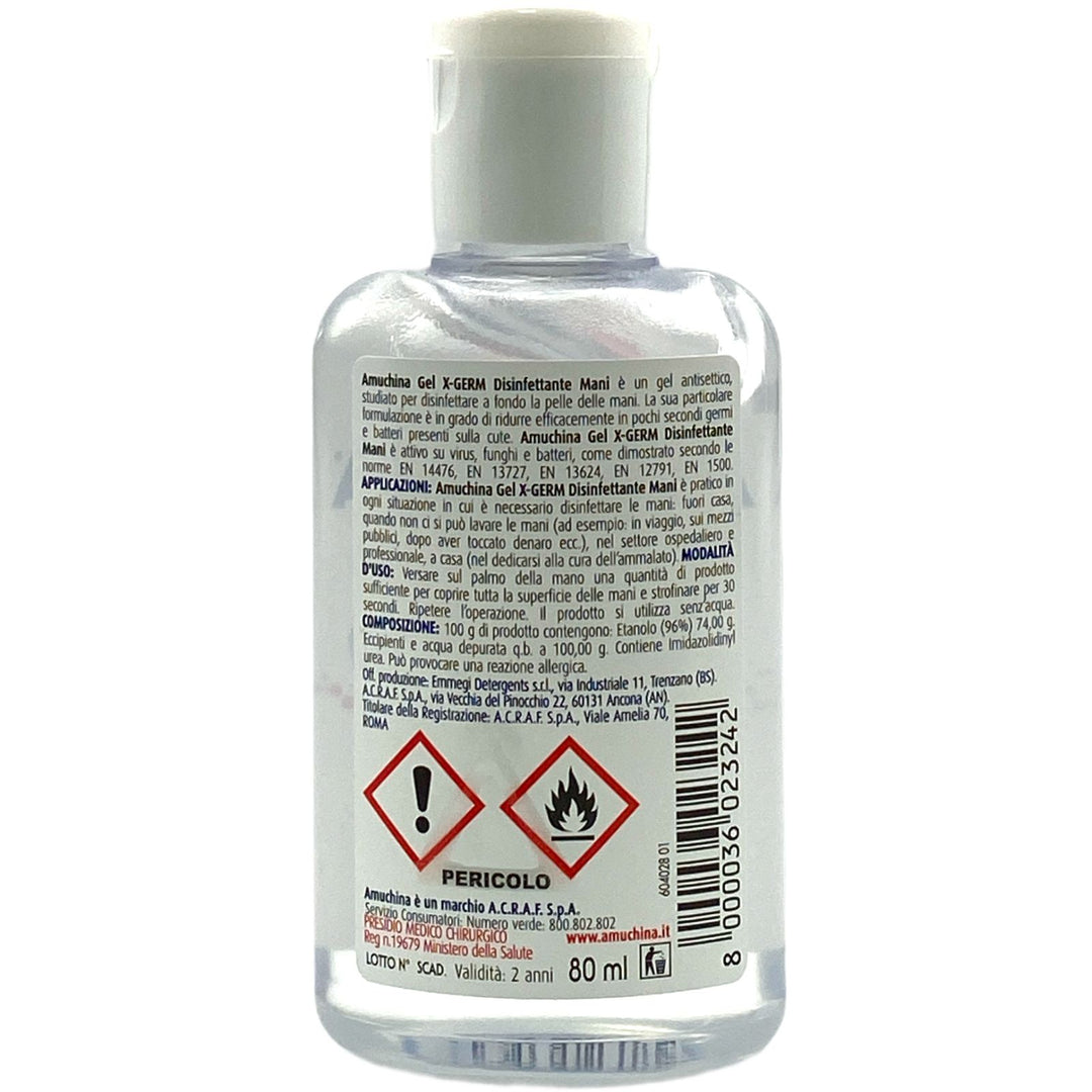 Amuchina X-Germ Gel Igienizzante Mani 80 ml – Azione Antibatterica Senza Risciacquo, Ideale Fuori Casa