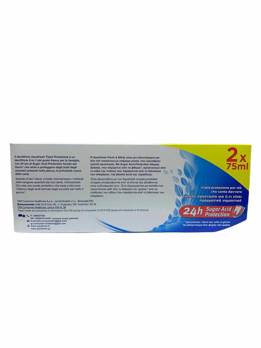 Aquafresh Dentifricio Tripla Protezione Menta Fresca 75 ml – Confezione Doppia per Igiene Orale Completa e Alito Fresco