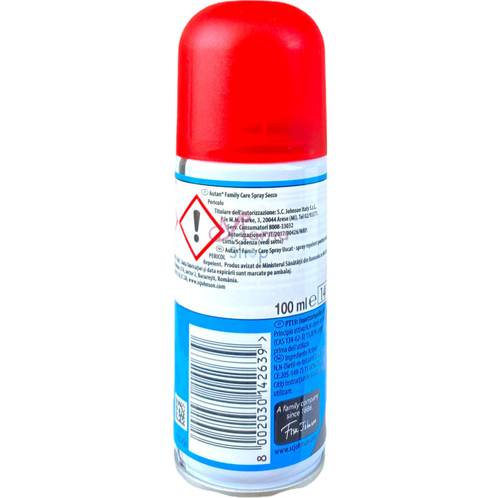 Autan Family Care Spray Secco 100 ml – Insetto Repellente Delicato e Senza Profumo per Tutta la Famiglia