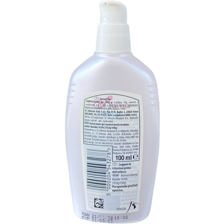 Autan Junior Gel Insetto Repellente 100 ml – Protezione Delicata per Bambini dai 2 Anni in su