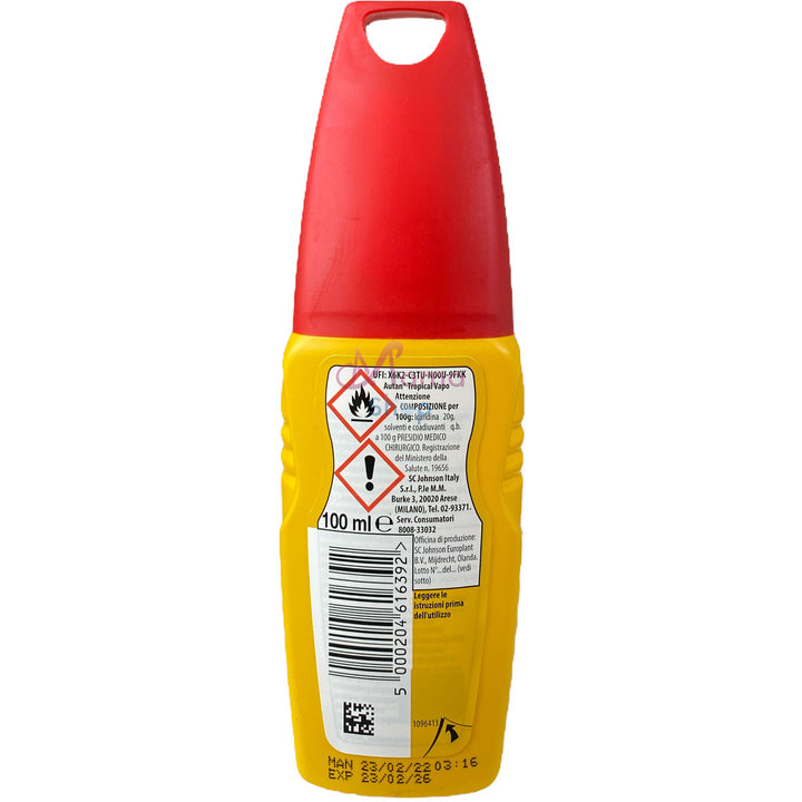 Autan tropical insetto repellente per zanzare comuni e tropicali vapo 100 ml
