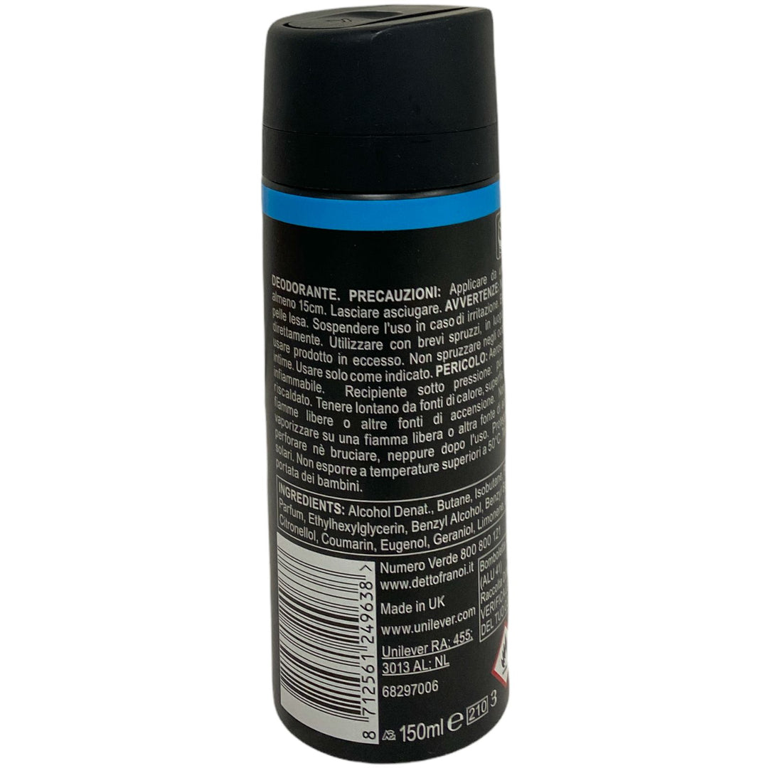 Axe Deodorante Spray Uomo Marine 150 ml – Freschezza Oceanica per una Protezione Intensa Tutto il Giorno