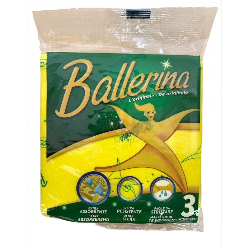 Ballerina Panno Giallo 3 Pezzi – Panni Multiuso Super Assorbenti per la Pulizia di Tutte le Superfici