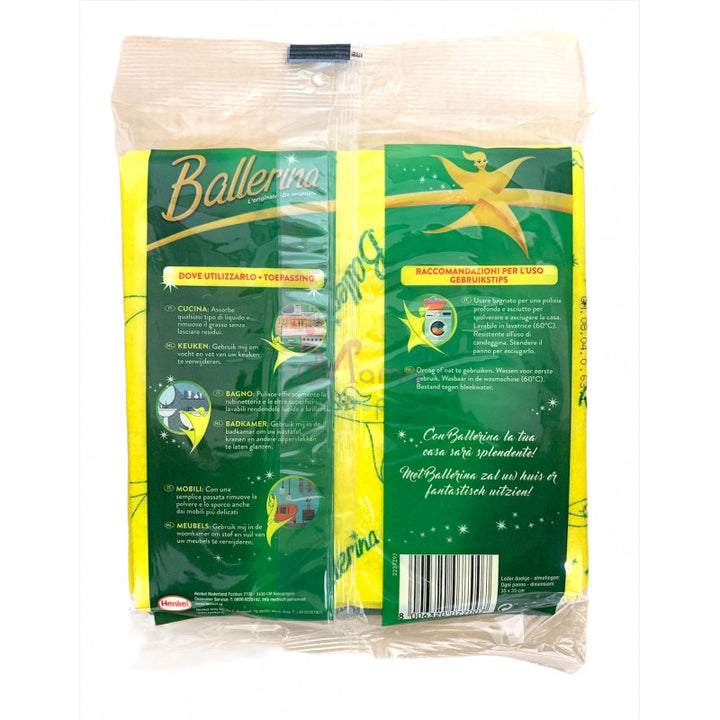 Ballerina Panno Giallo 3 Pezzi – Panni Multiuso Super Assorbenti per la Pulizia di Tutte le Superfici