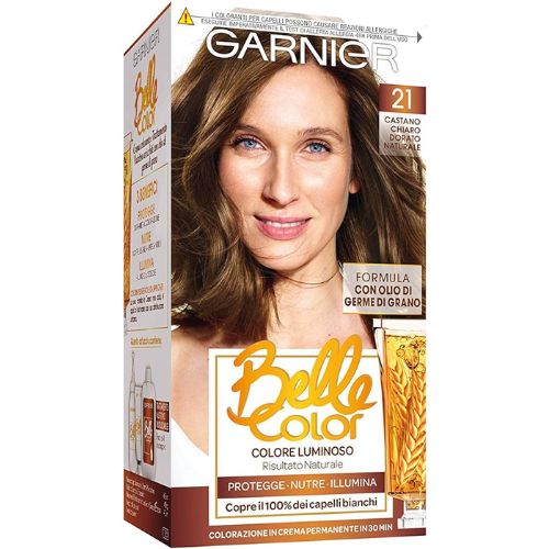 Belle Color N°21 Castano Chiaro Dorato Naturale – Colorazione Permanente con Riflessi Caldi e Brillanti per un Look Naturale e Luminoso