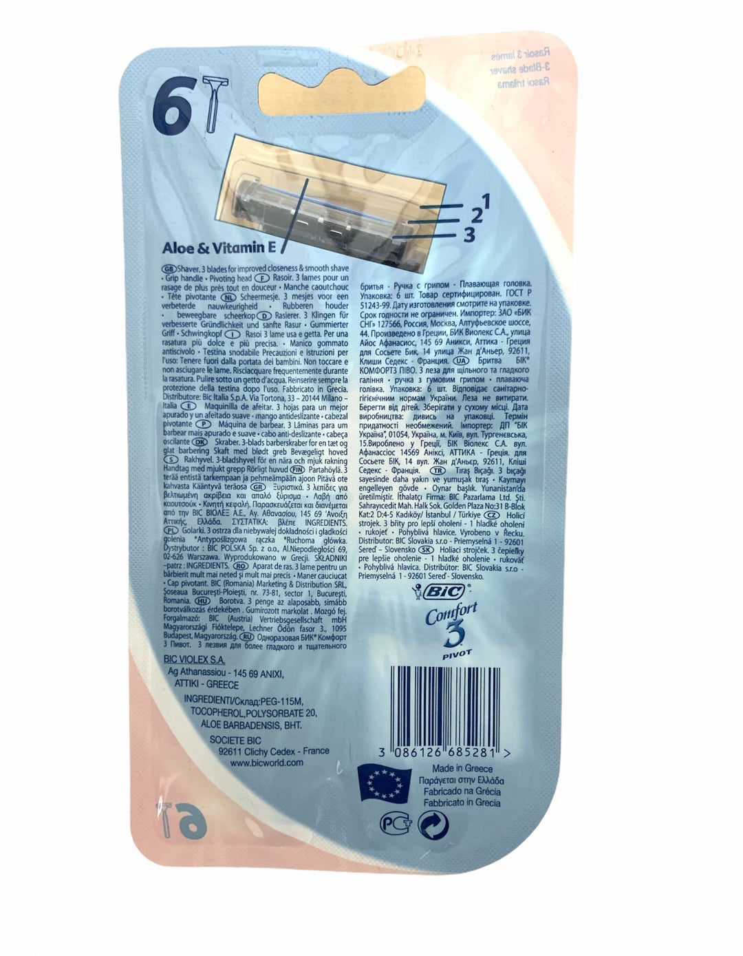 BIC Rasoio Usa e Getta Comfort 3 Lame Pivot – Confezione 4+2 Pezzi, Rasatura Precisa e Confortevole