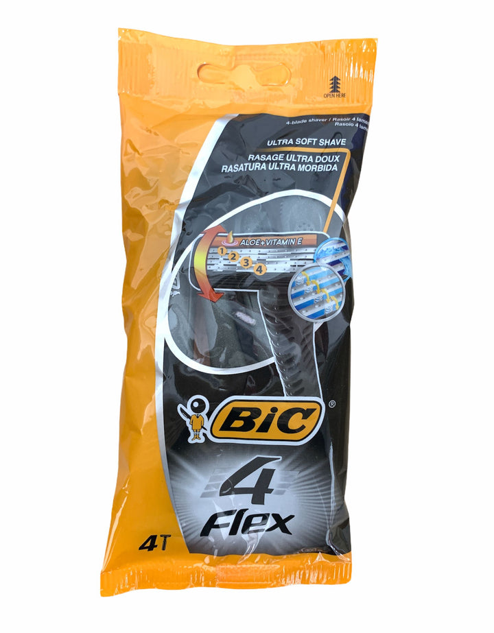 BIC Rasoio Usa e Getta Flex 4 Lame – Confezione da 4 Pezzi, Rasatura Ultra Precisa con Massima Flessibilità