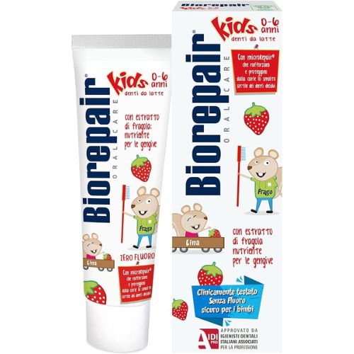 Biorepair Dentifricio Kids 0-6 Anni con Estratti di Fragola 50 ml – Protezione Delicata per i Denti da Latte