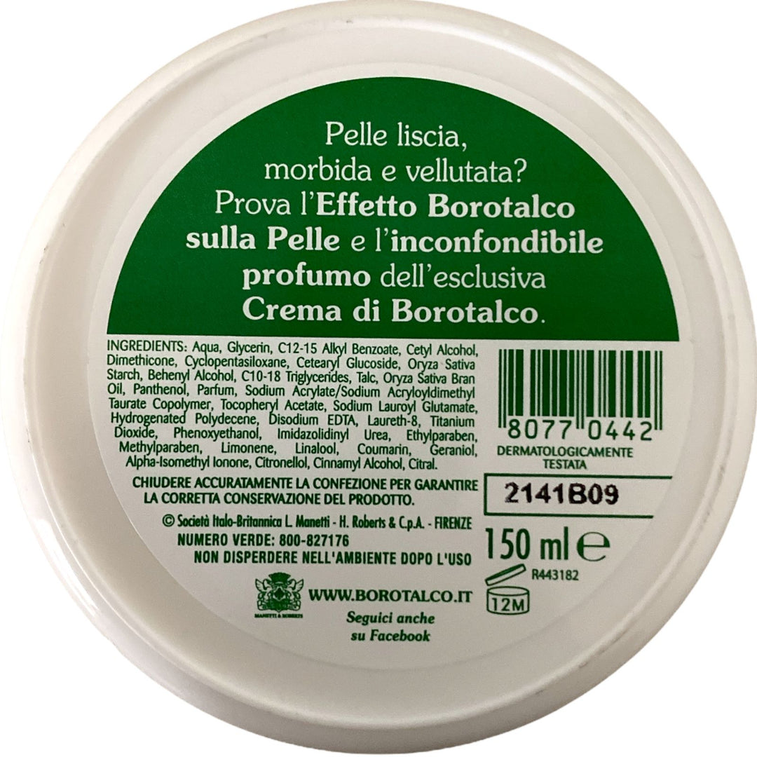 Borotalco Crema Vellutante al Profumo di Borotalco 150 ml – Idratazione Intensa e Profumo Inconfondibile per una Pelle Morbida e Liscia