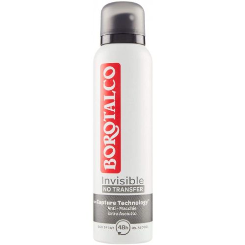 Borotalco Deodorante Spray Invisible 150 ml – Anti Macchia e Protezione 48h per Tessuti e Pelle Sempre Freschi