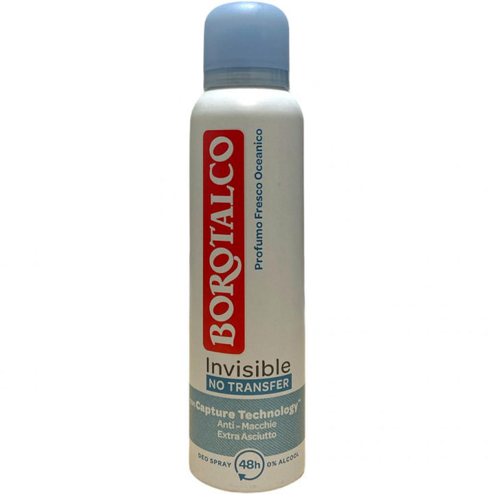 Borotalco Deodorante Spray Invisible Fresh 150 ml – Profumo Fresco Oceanico e Protezione Anti Macchia