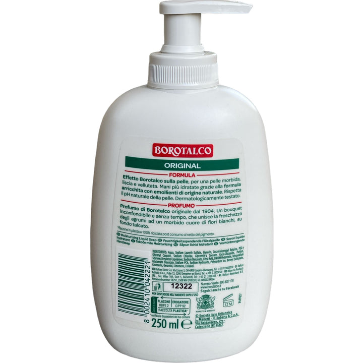 Borotalco Sapone Liquido Idratante 250 ml – Con Inconfondibile Profumo di Borotalco e Dosatore Pratico