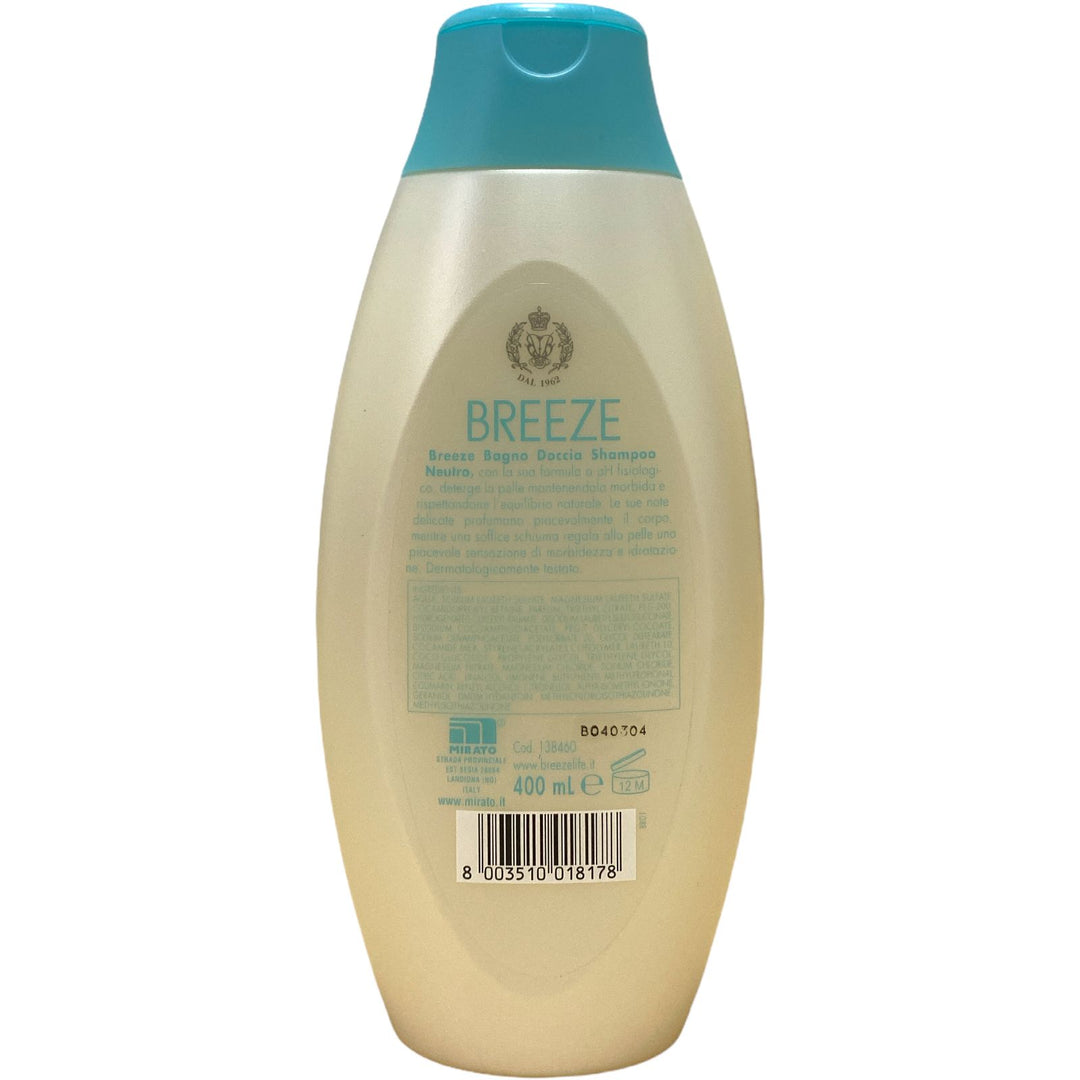 Breeze Bagno Doccia Shampoo Neutro Delicato 400 ml – Detergenza Quotidiana per Corpo e Capelli