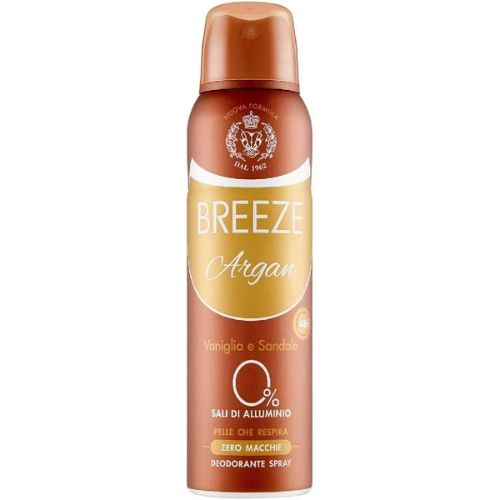 Breeze Deodorante Spray Argan Essence Invisible 150 ml – Anti Macchie con Profumo Avvolgente e Protezione 48h