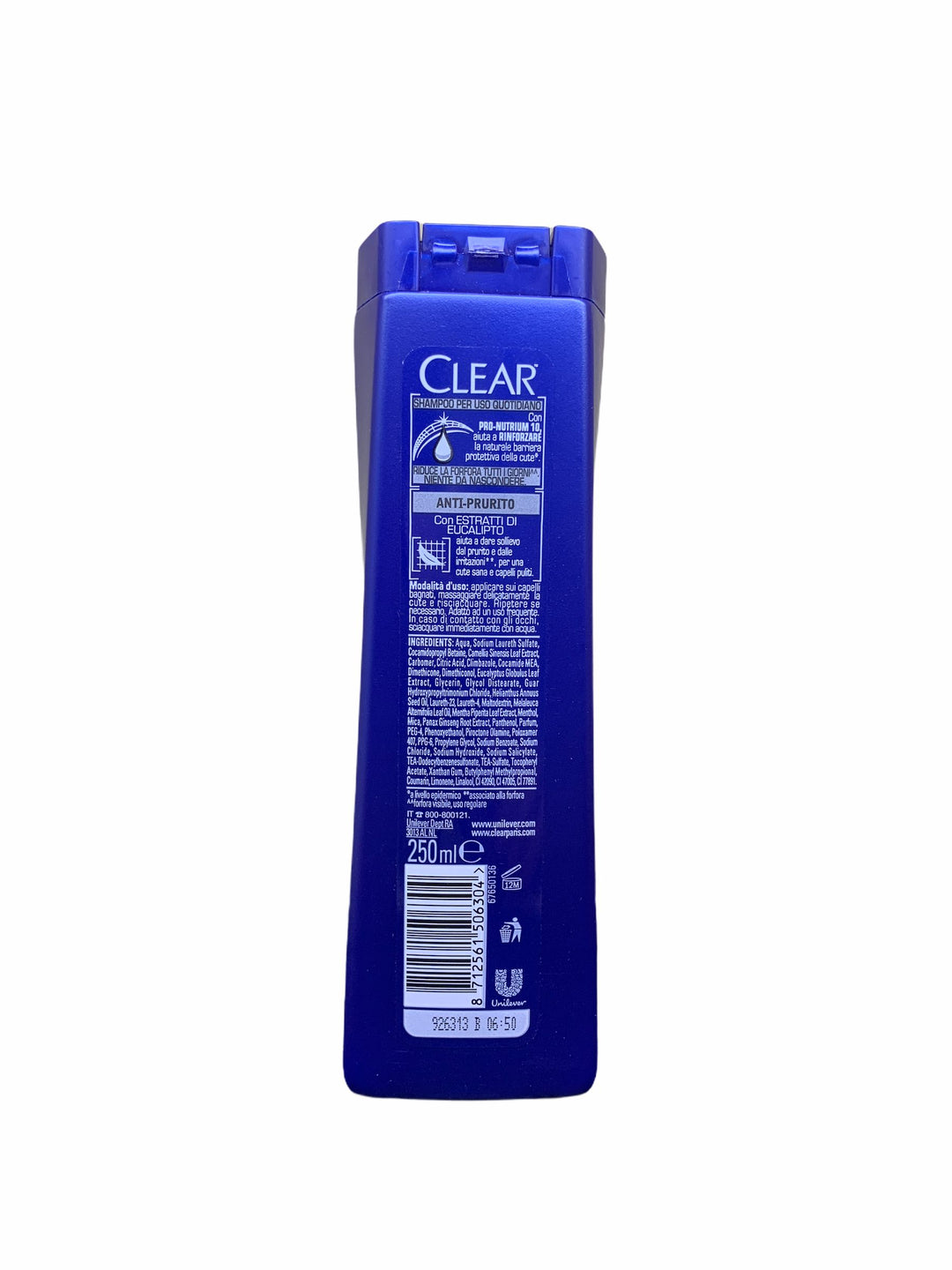 Clear shampoo men anti prurito con estratti di eucalipto 250 ml