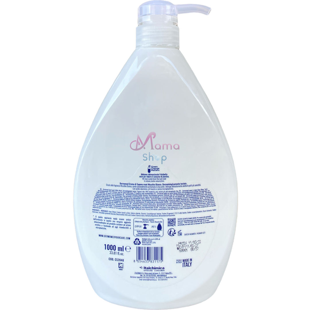 Dermomed sapone liquido dosatore 1 litro muschio bianco