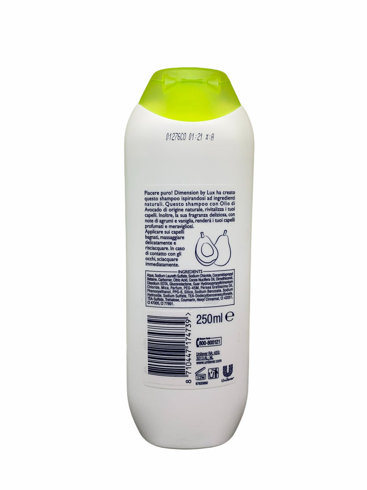 Dimension Shampoo con Olio di Avocado 250 ml – Nutrimento e Morbidezza per Tutti i Tipi di Capelli