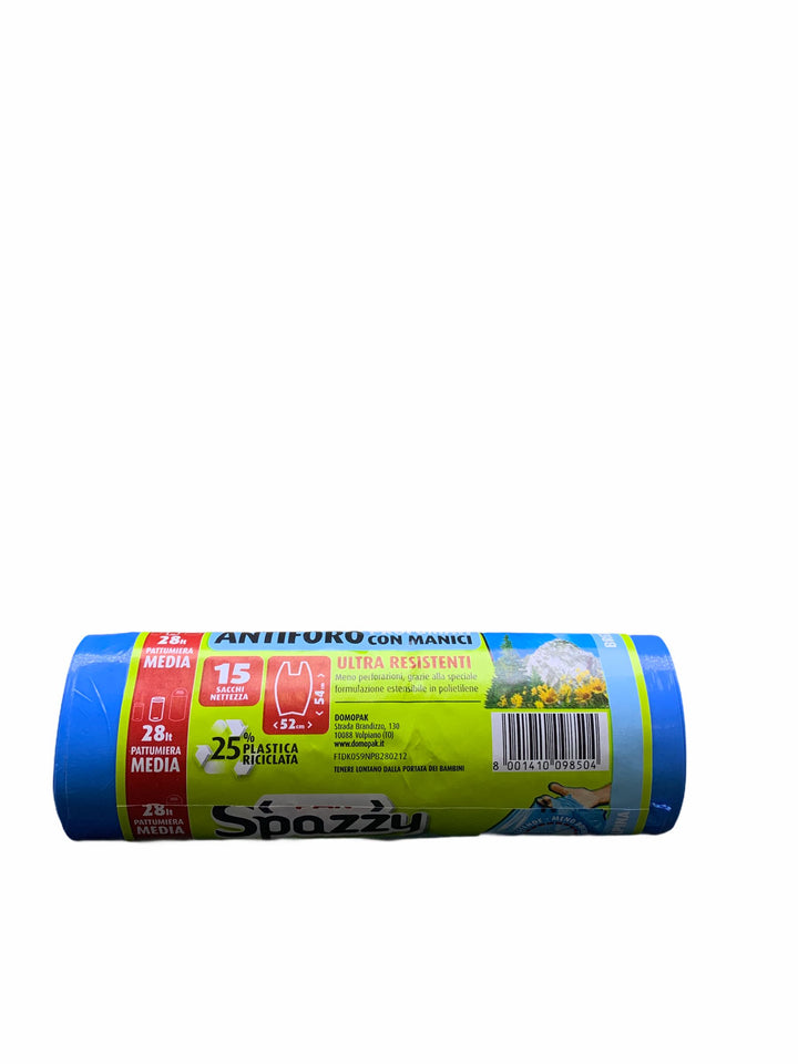 Domopak Spazzy Sacchi Antiforo Profumati Brezza Alpina 52x54 cm x15 – Resistenti e Profumati per Raccolta Differenziata