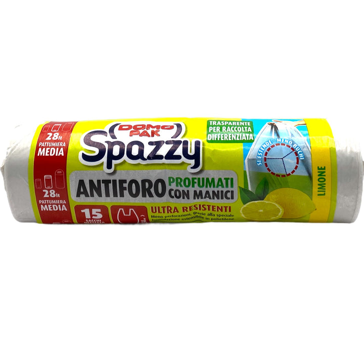 Domopak Spazzy Sacchi Antiforo Trasparenti Profumati al Limone 52x54 cm x15 – Extra Resistenza e Igiene con Freschezza Agrumata