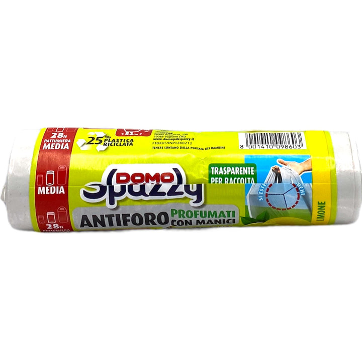 Domopak Spazzy Sacchi Antiforo Trasparenti Profumati al Limone 52x54 cm x15 – Extra Resistenza e Igiene con Freschezza Agrumata