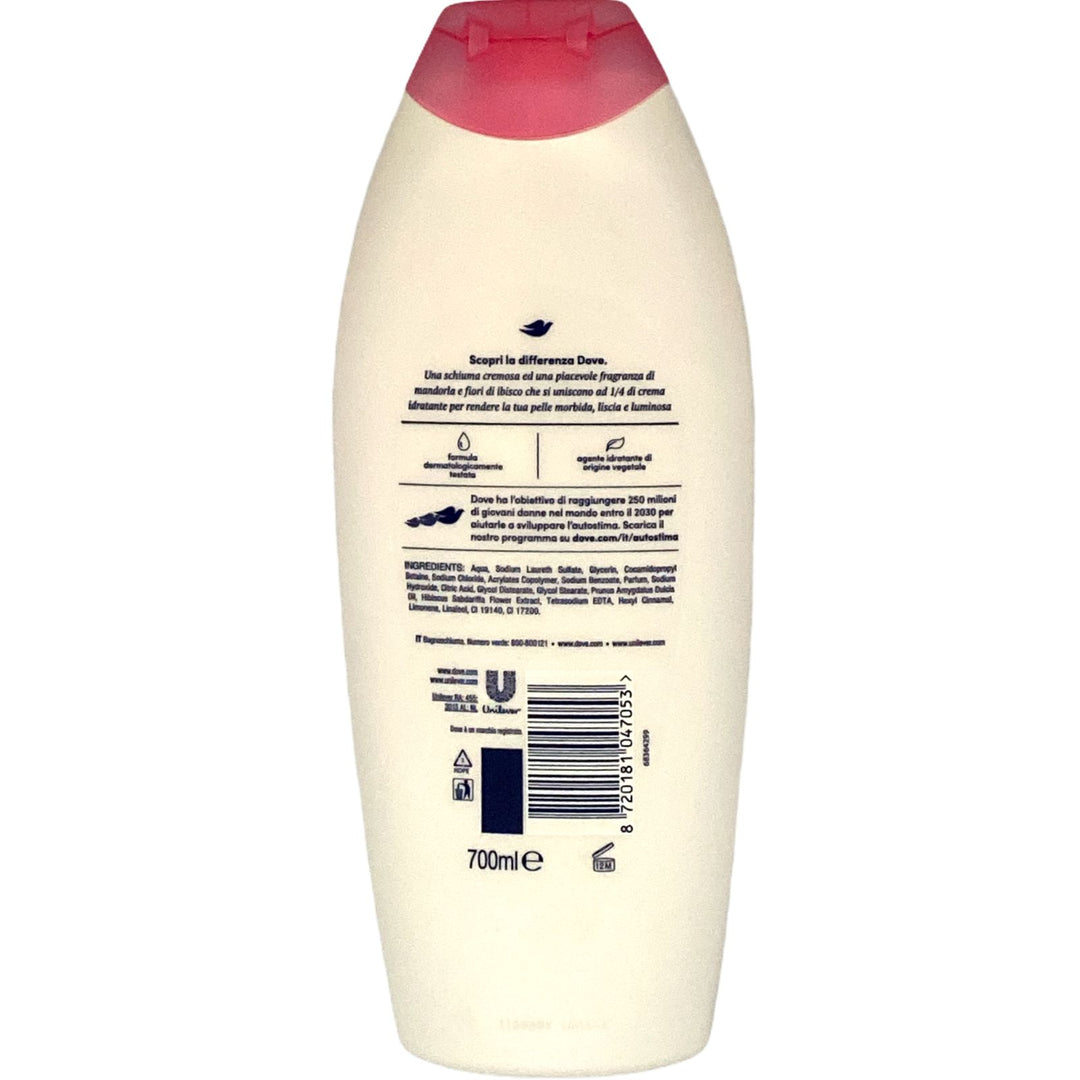 Dove bagnoschiuma di bellezza crema di mandorle e fiori ibisco 700 ml
