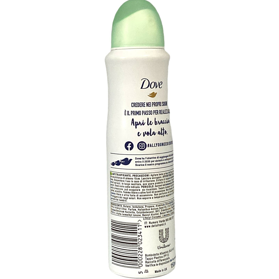 Dove Deodorante Spray Go Fresh Cetriolo & Tè Verde 150 ml – Freschezza Leggera e Protezione 48 Ore