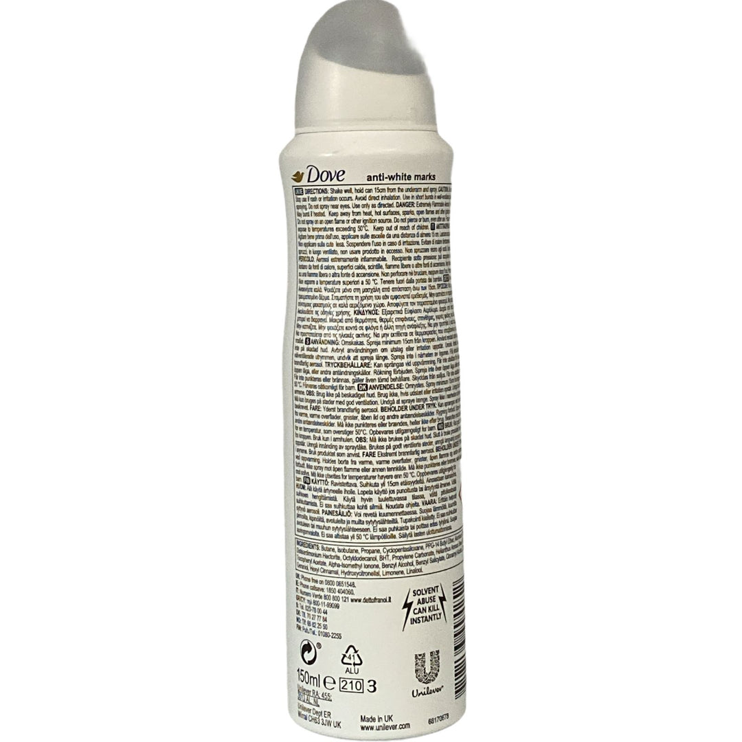 Dove Deodorante Spray Invisible Dry Clean Touch 150 ml – Protezione Anti Macchie e Freschezza Pulita