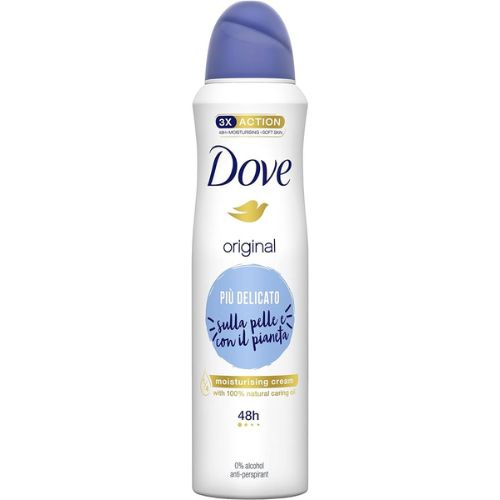 Dove Deodorante Spray Original 150 ml – Protezione Delicata e Pelle Morbida Ogni Giorno