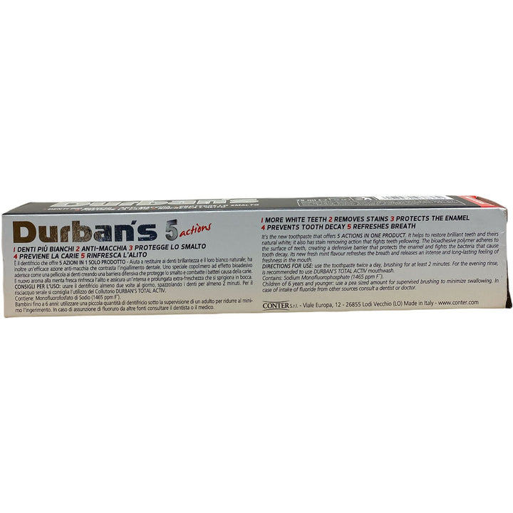 Durban's Dentifricio 5 Actions Menta Fresca 75 ml – Azione Completa per Denti Sani e Alito Fresco