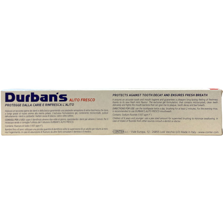 Durban's dentifricio alito fresco menta polare gel con microcrystal ice 75 ml